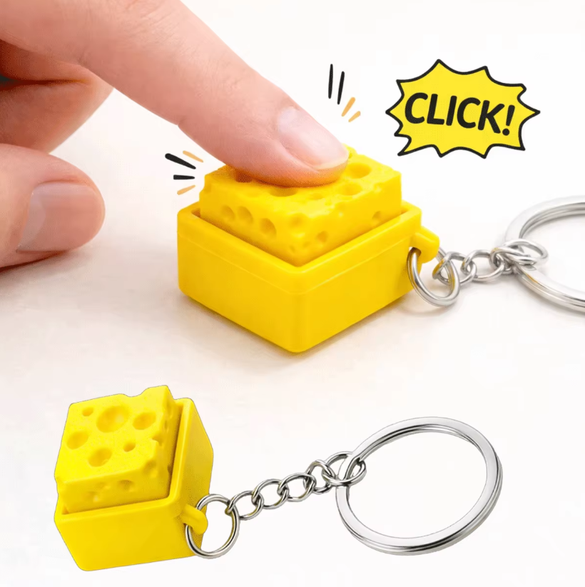 3D Printing Objects - 3D-geprint mini-kaas-toetsenbord klikker sleutelhanger fidgetknop stressverlichter