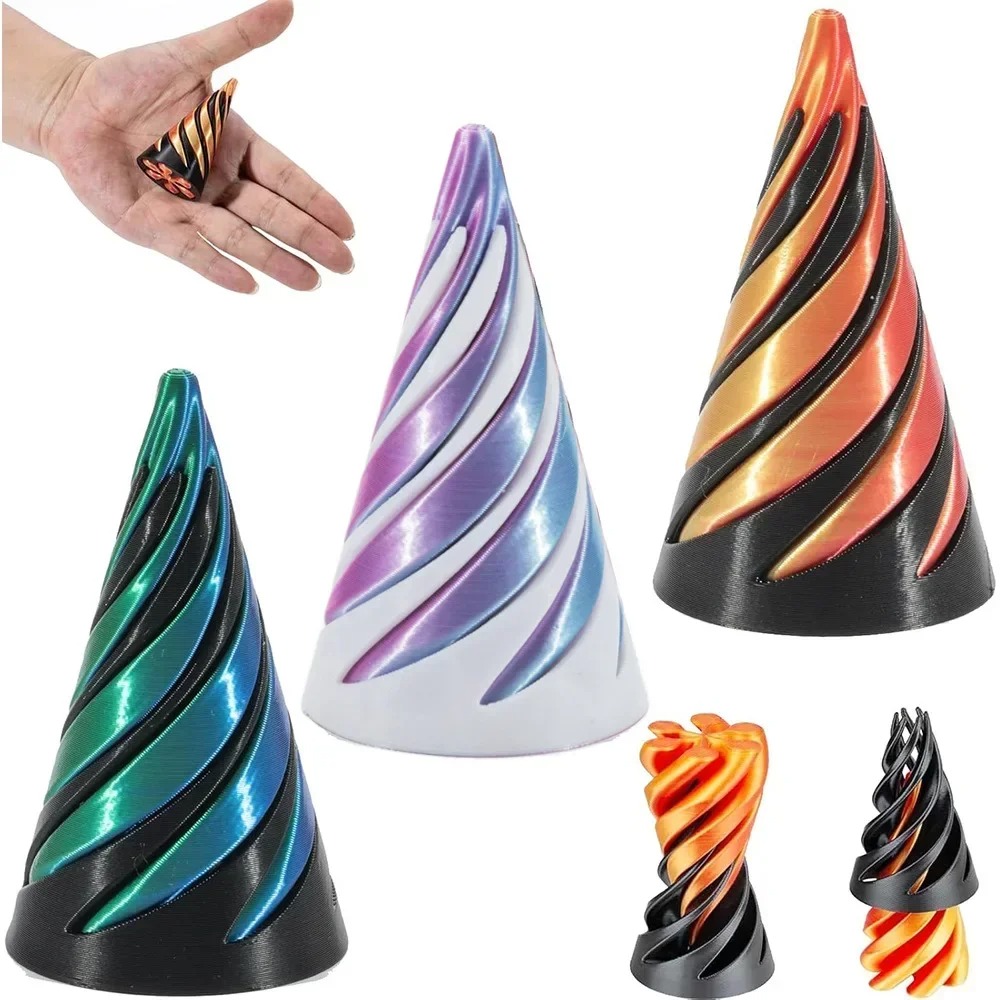 3D Printing Objects - 3D-geprint spiraalvormig kegelvormig speelgoed onmogelijke piramide