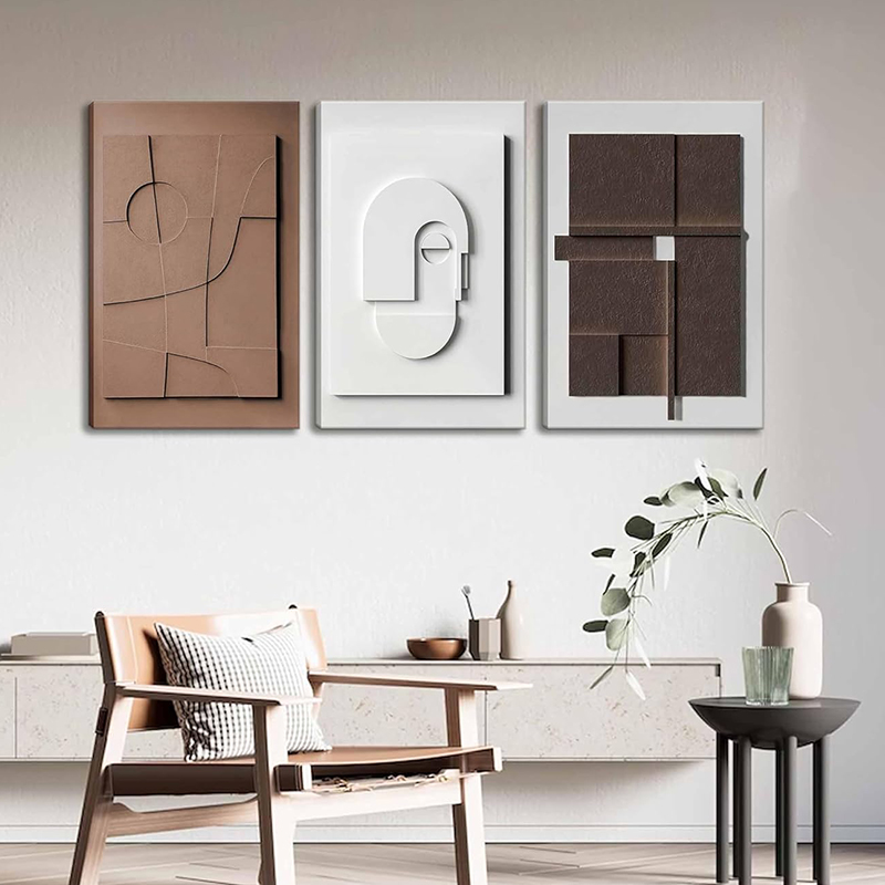 3D Printing Room - Noordse 3D-effect geometrische canvas schilderij wandkunst